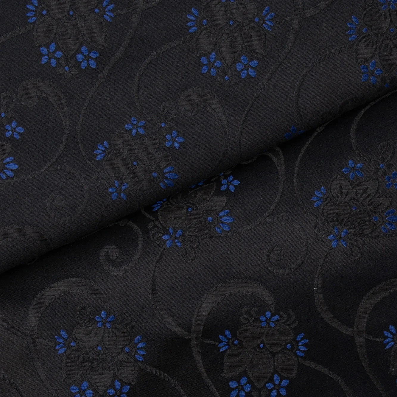 Silk fabric-Fransk Slynge-100% silk-140 cm wide-black/blue