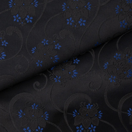 Silk fabric-Fransk Slynge-100% silk-140 cm wide-black/blue