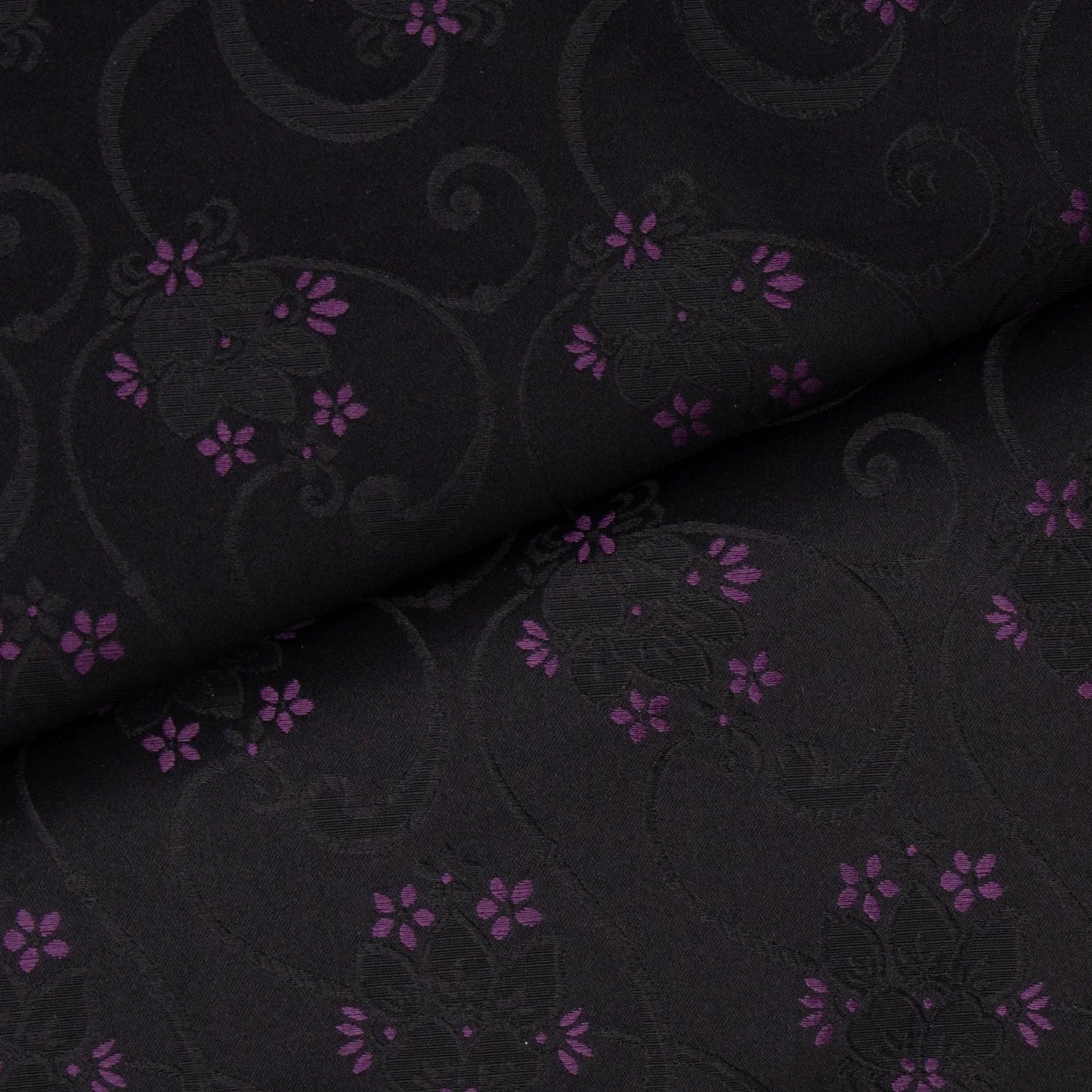 Silk fabric-Fransk Slynge-100% silk-140 cm wide-black/purple