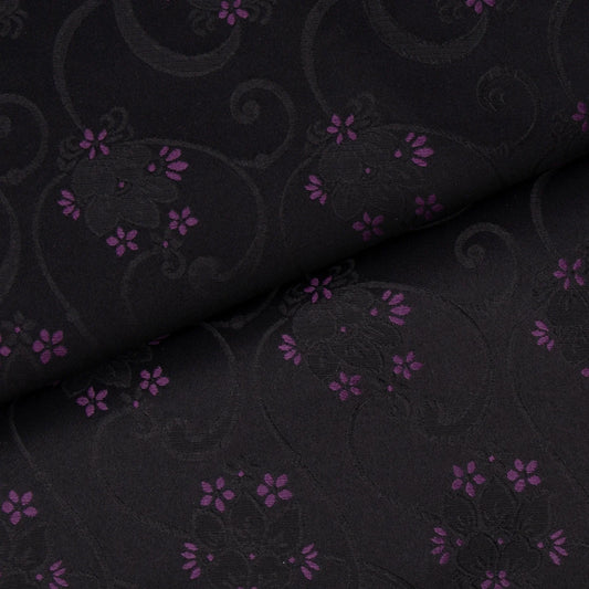 Silk-Fransk slynge-140 cm wide-black/purple