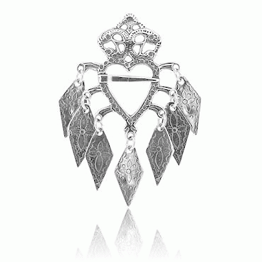 Brooch-Heart #11-Romerike-oxidized silver