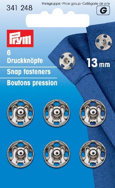 Fasteners-Prym Sew-on snaps-size 3-13mm-6 pieces