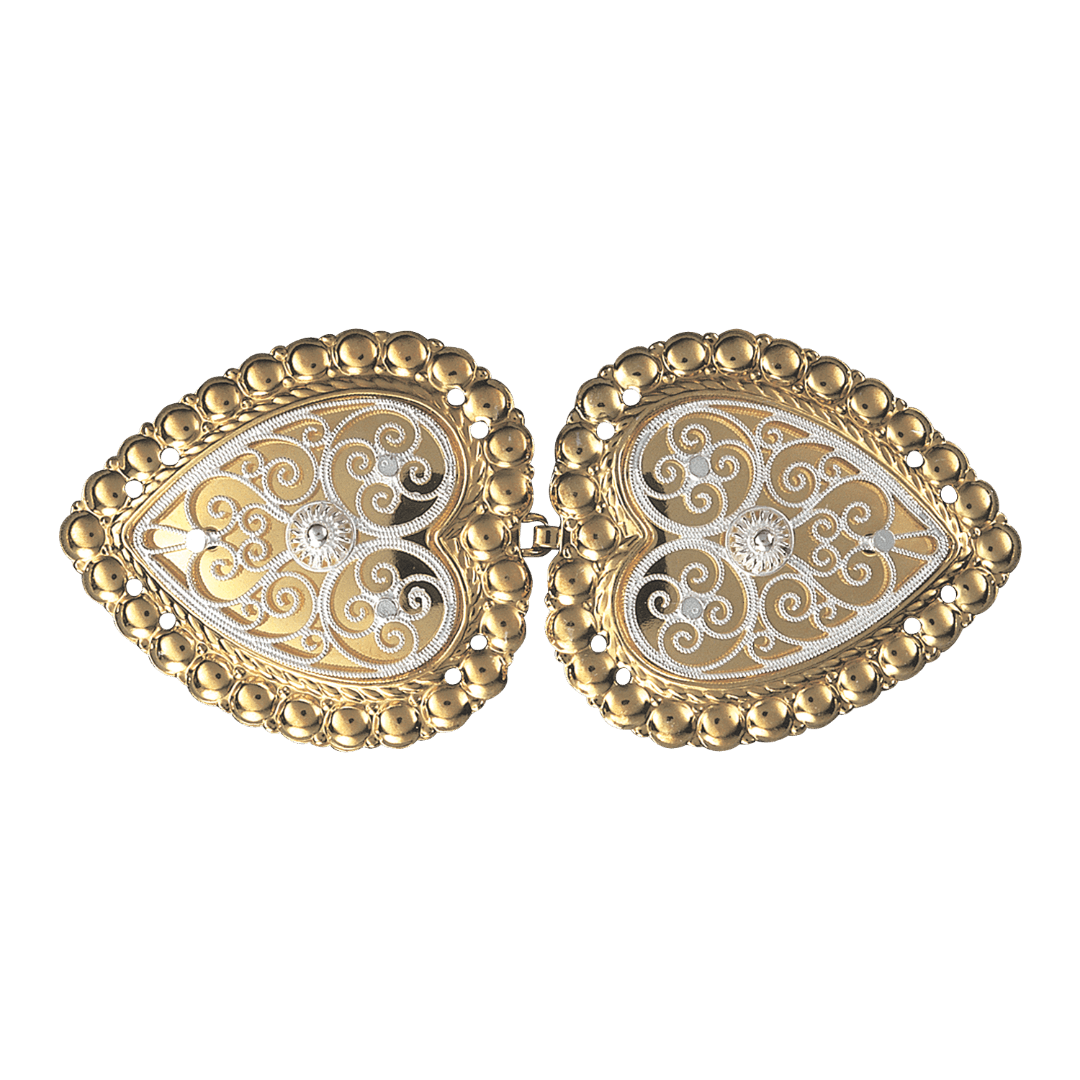 Belt buckle 001506 #28 heart-to sew on cloth belt-silver/gilded silver