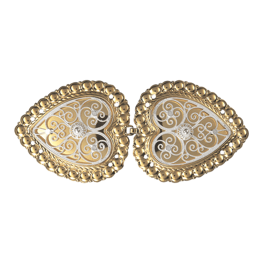 Belt buckle-001506 #28 heart-to sew on cloth belt-silver/gilded silver